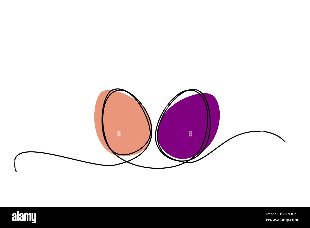 Easter eggs continuous one line drawing. Minimalist vector illustration. Stock Vector
