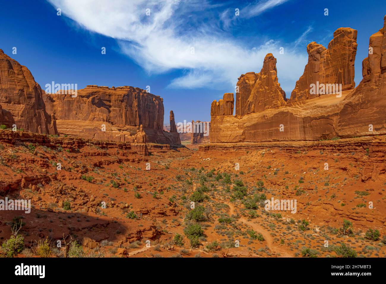 View down Park Avenue in Arches National Park Stock Photo