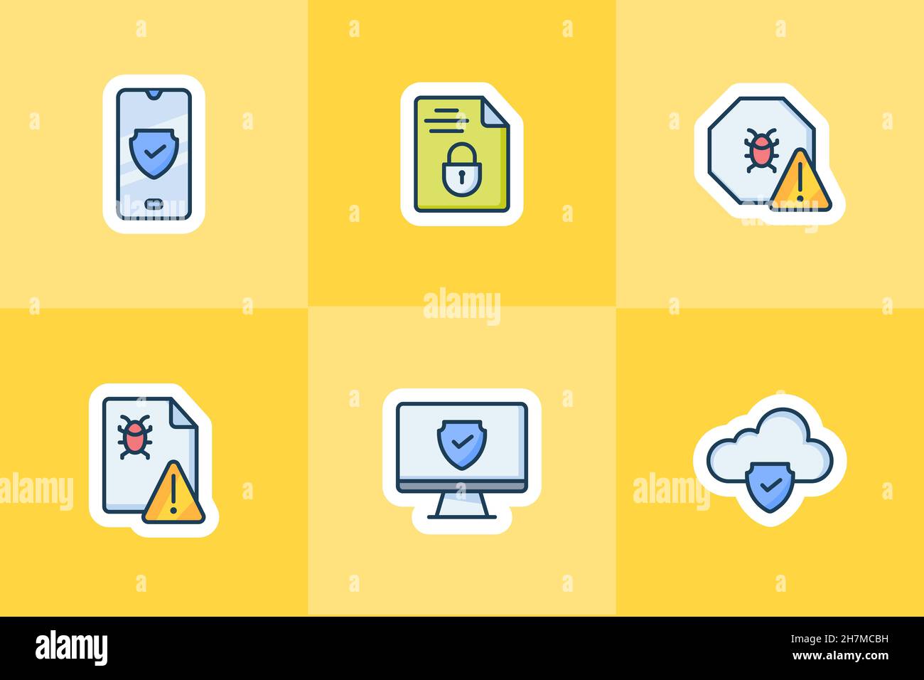 smartphone annd computer security with cloud database and bugs virus icon  for sticker or stickers set collection vector illustration Stock Photo -  Alamy