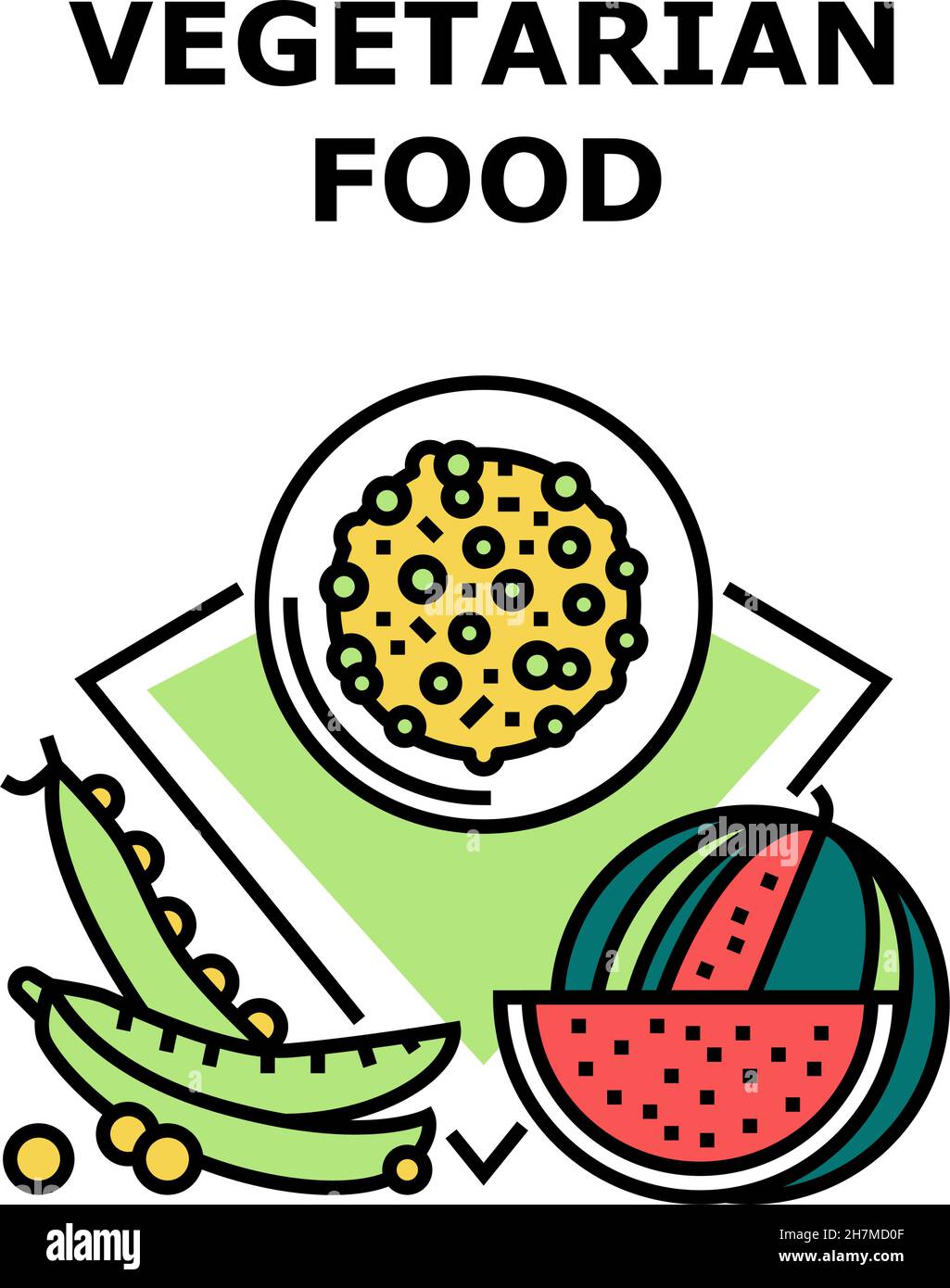 Vegetarian Food Vector Concept Color Illustration Stock Vector Image ...