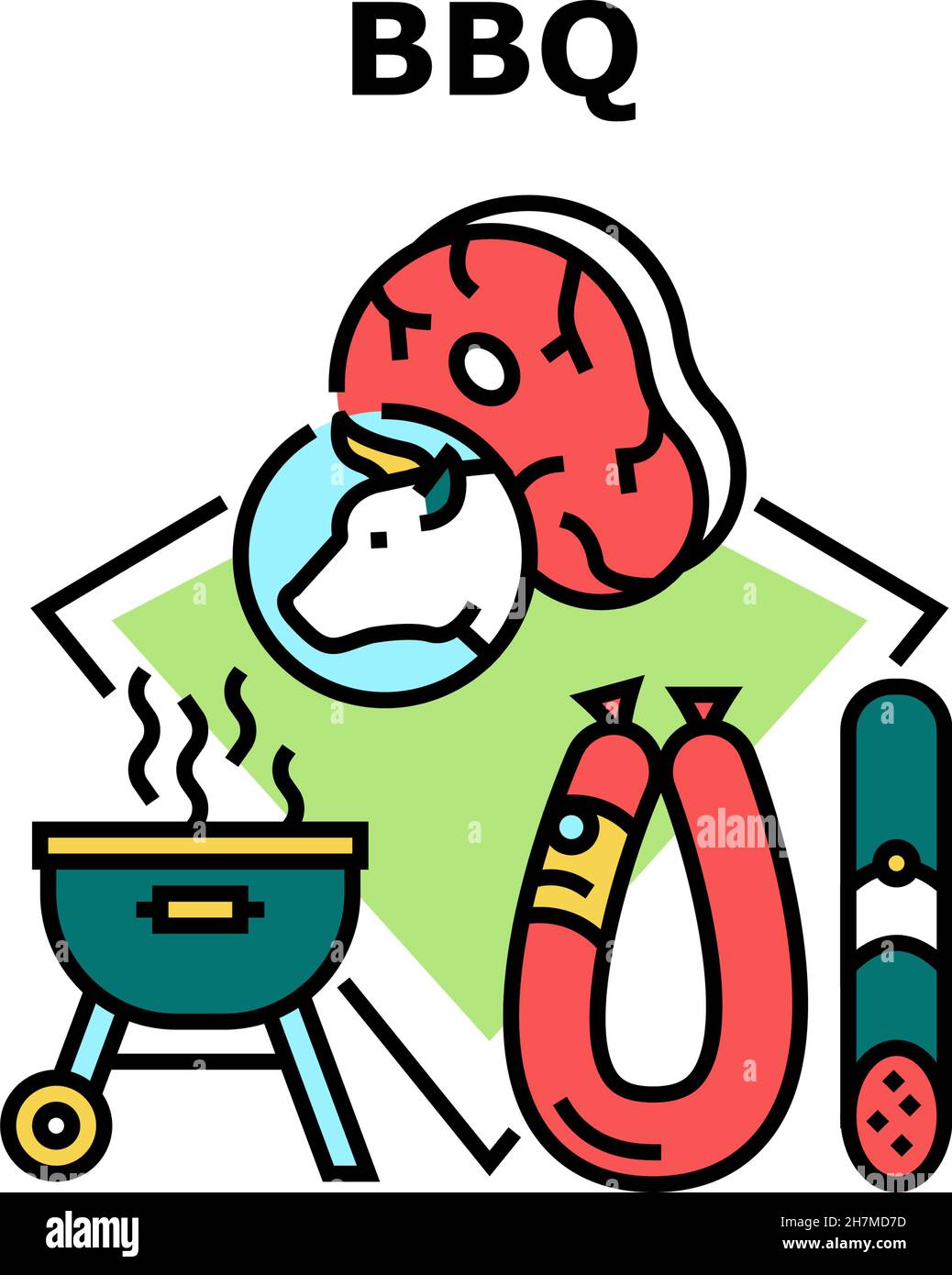 Bbq Cooking Meat Vector Concept Color Illustration Stock Vector Image ...