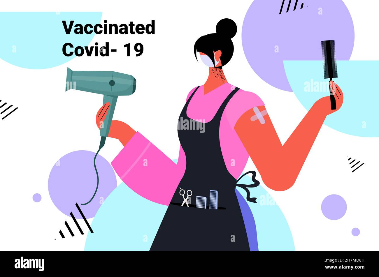 vaccinated female hairdresser after vaccine injection successful covid