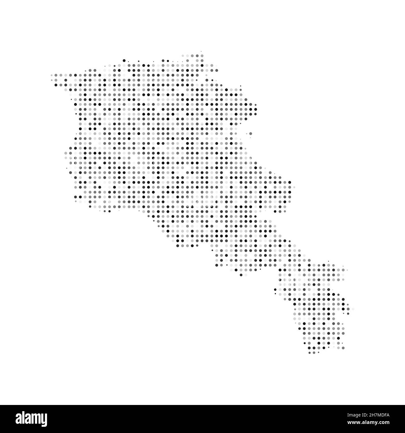Abstract dotted black and white halftone effect vector map of Armenia. Country map digital dotted design vector illustration. Stock Vector