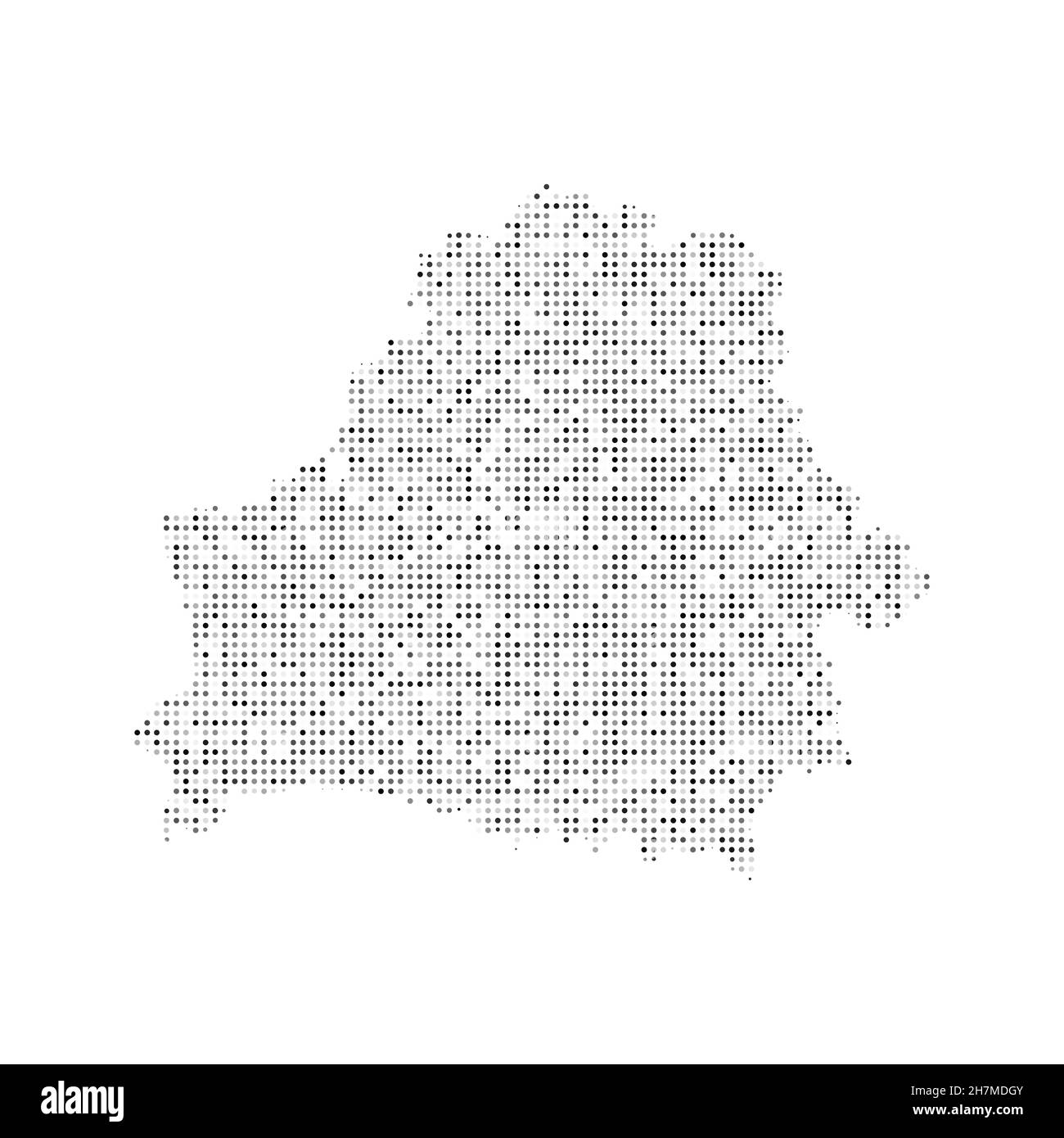 Abstract dotted black and white halftone effect vector map of Belarus. Country map digital dotted design vector illustration. Stock Vector
