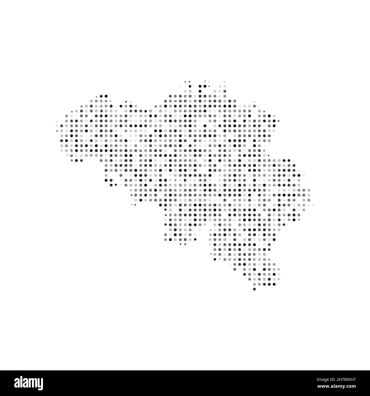 Abstract dotted black and white halftone effect vector map of Belgium ...