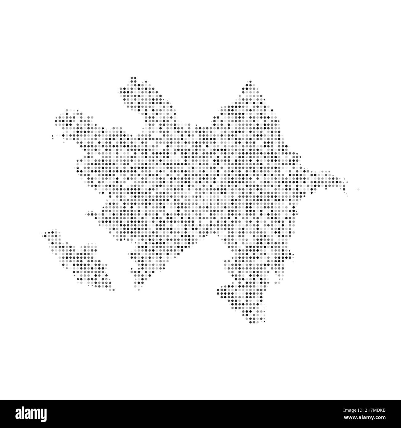 Abstract dotted black and white halftone effect vector map of Azerbaijan. Country map digital dotted design vector illustration. Stock Vector