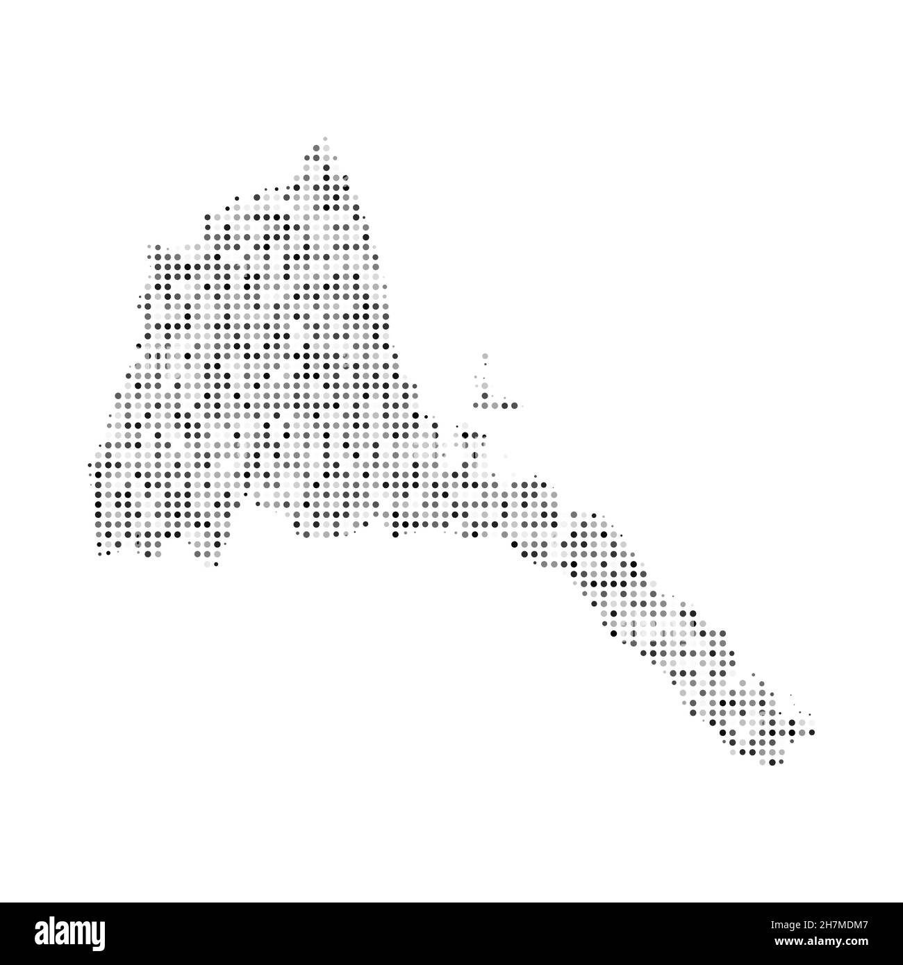 Abstract dotted black and white halftone effect vector map of Eritrea. Country map digital dotted design vector illustration. Stock Vector