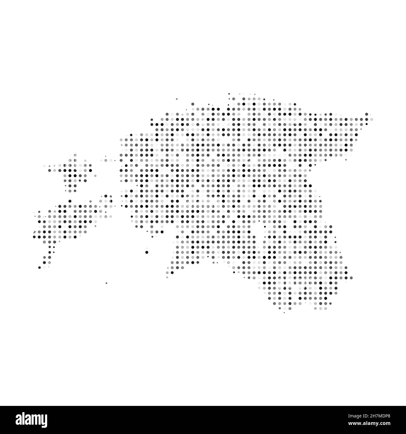 Abstract dotted black and white halftone effect vector map of Estonia. Country map digital dotted design vector illustration. Stock Vector