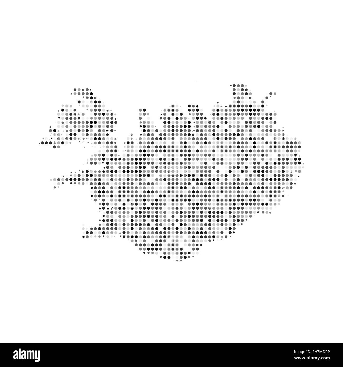 Abstract dotted black and white halftone effect vector map of Iceland. Country map digital dotted design vector illustration. Stock Vector
