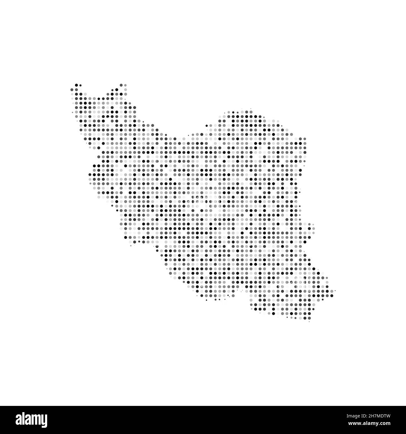 Abstract dotted black and white halftone effect vector map of Iran. Country map digital dotted design vector illustration. Stock Vector