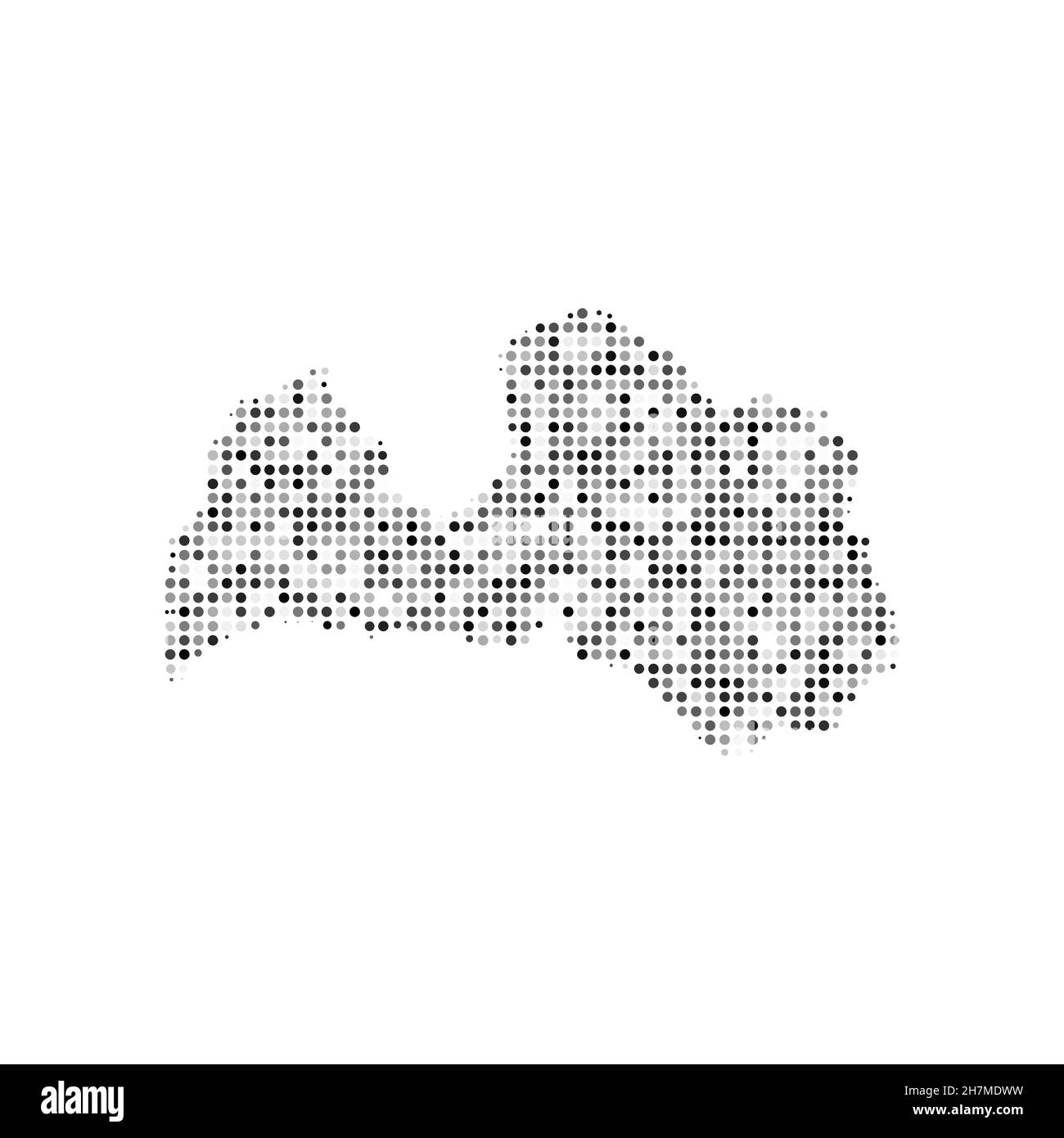 Abstract dotted black and white halftone effect vector map of Latvia. Country map digital dotted design vector illustration. Stock Vector