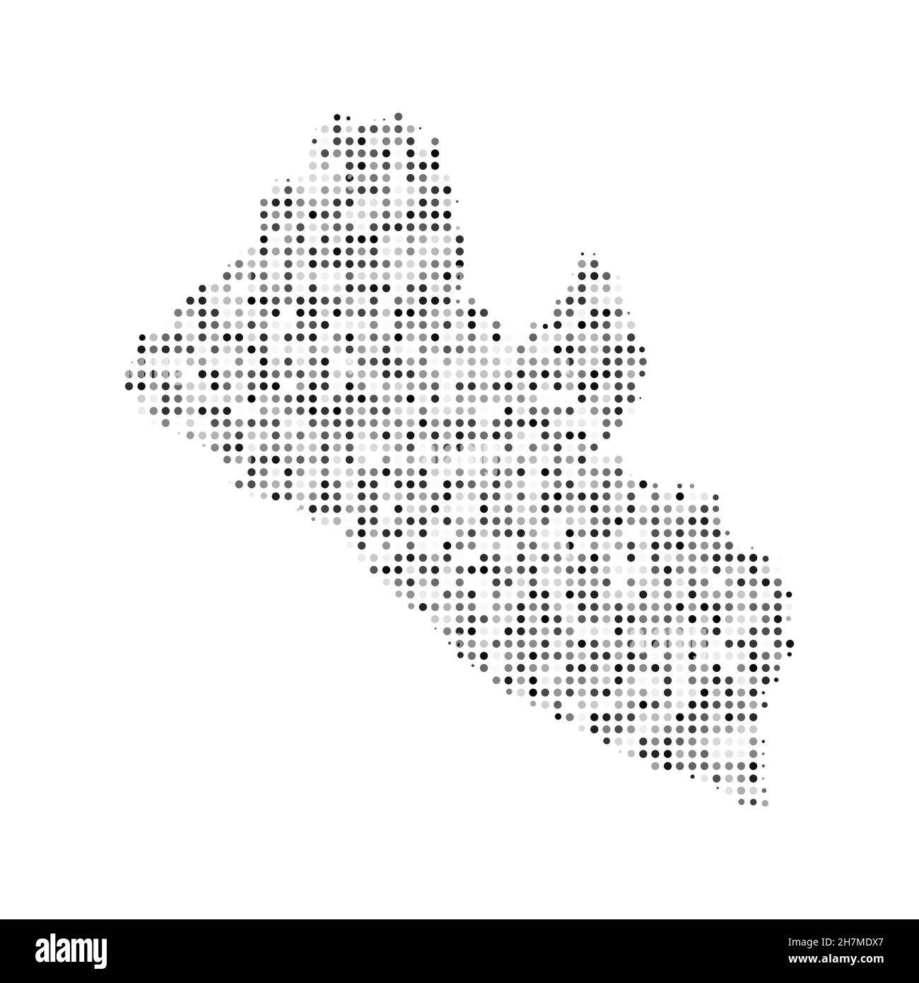Abstract dotted black and white halftone effect vector map of Liberia. Country map digital dotted design vector illustration. Stock Vector