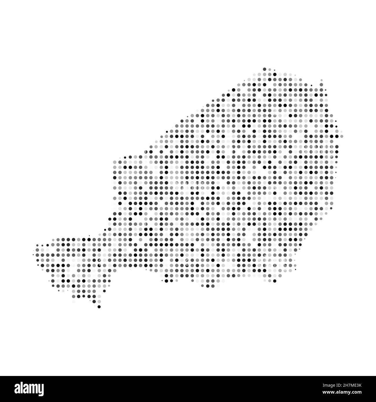 Abstract dotted black and white halftone effect vector map of Niger. Country map digital dotted design vector illustration. Stock Vector