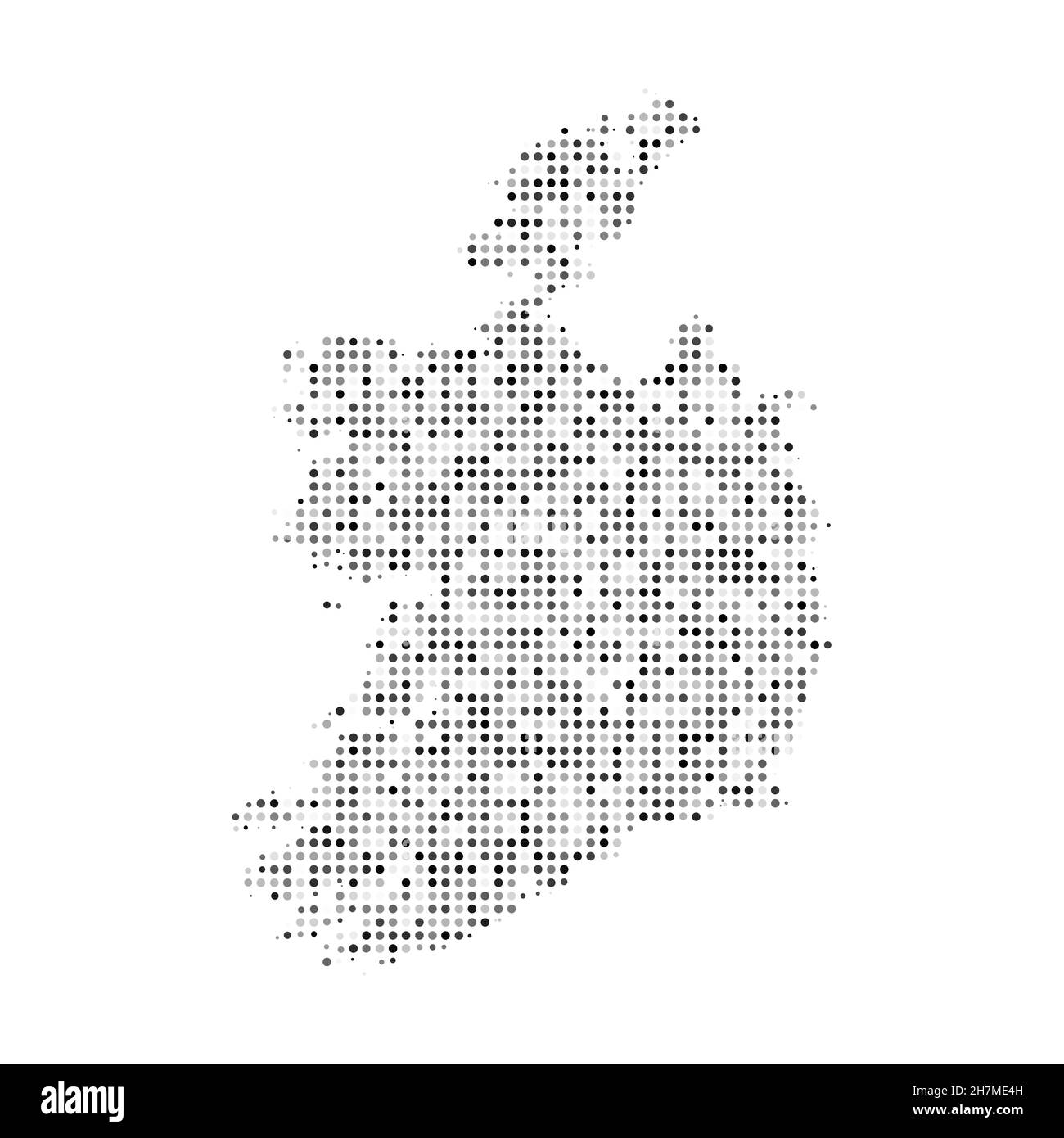 Abstract dotted black and white halftone effect vector map of Republic of Ireland. Country map digital dotted design vector illustration. Stock Vector