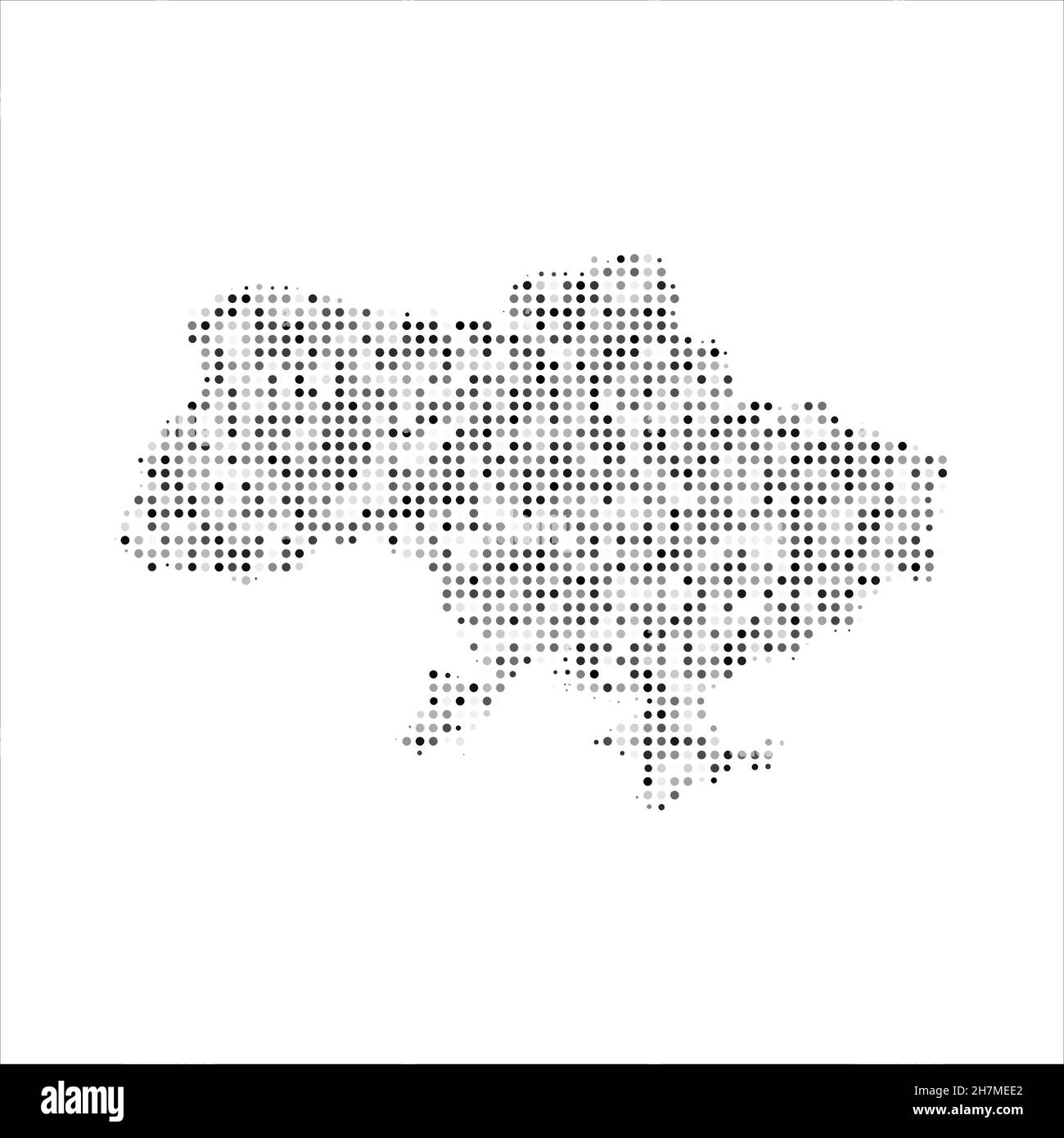 Abstract dotted black and white halftone effect vector map of Ukraine. Country map digital dotted design vector illustration. Stock Vector