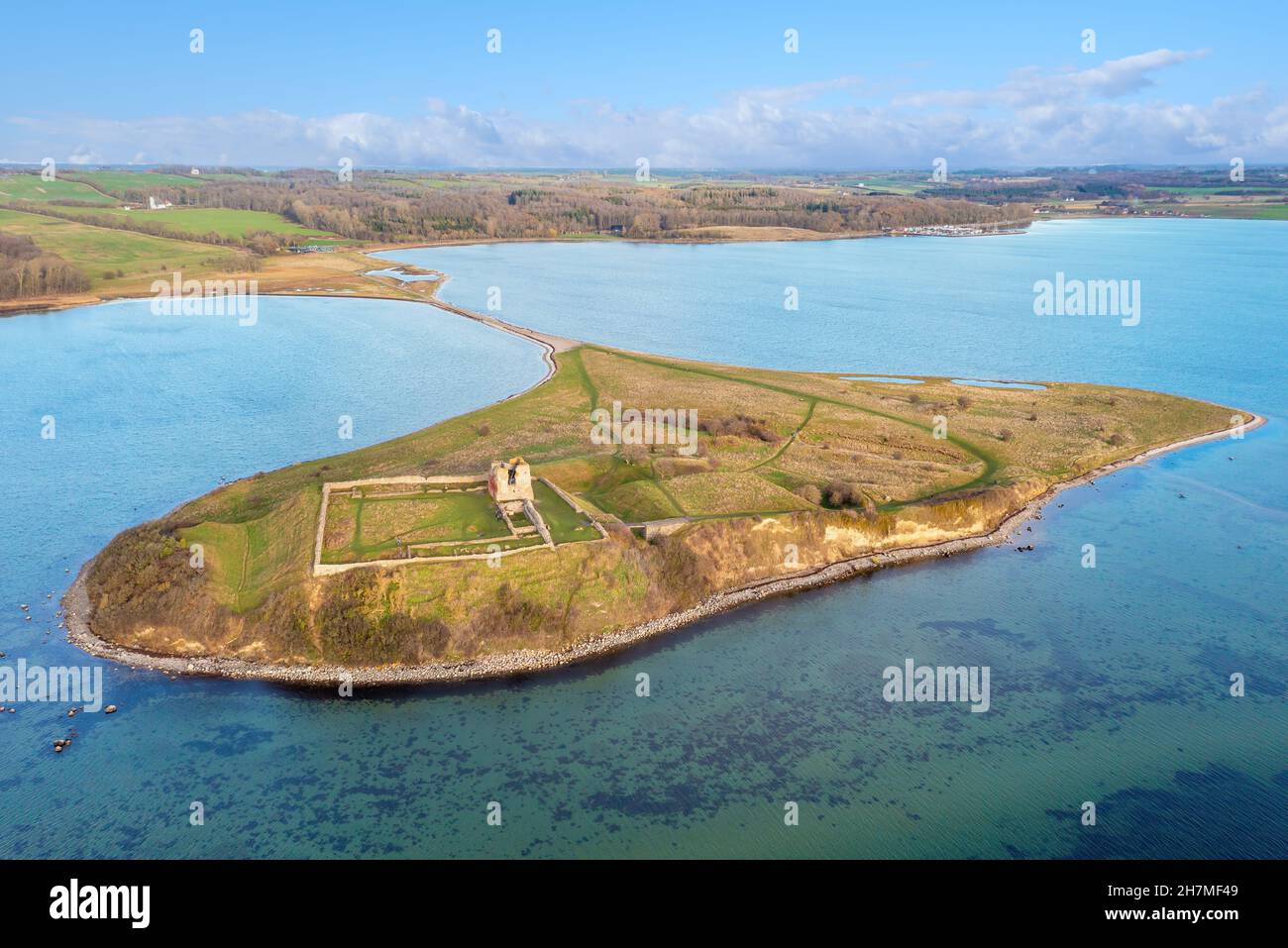 Jutland, Denmark - November 20, 2021 - Kalø castle was constructed in 1313 and is located in eastern Jutland, Denmark, 20 km from the city of Aarhus. Stock Photo
