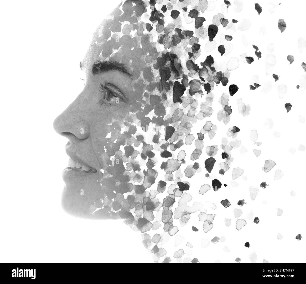 Paint splatter woman Black and White Stock Photos & Images - Alamy