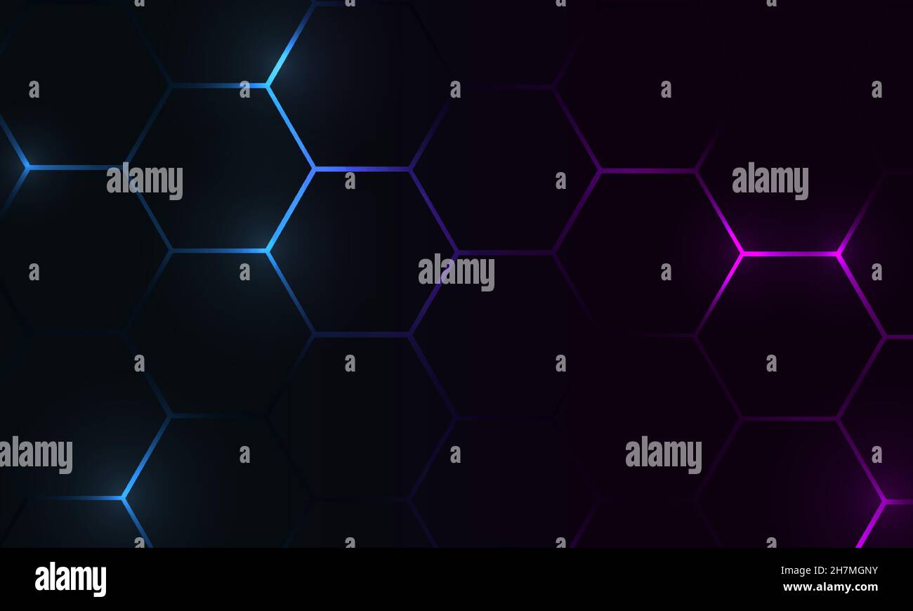 Hexagon technology futuristic dark vector abstract background with blue ...