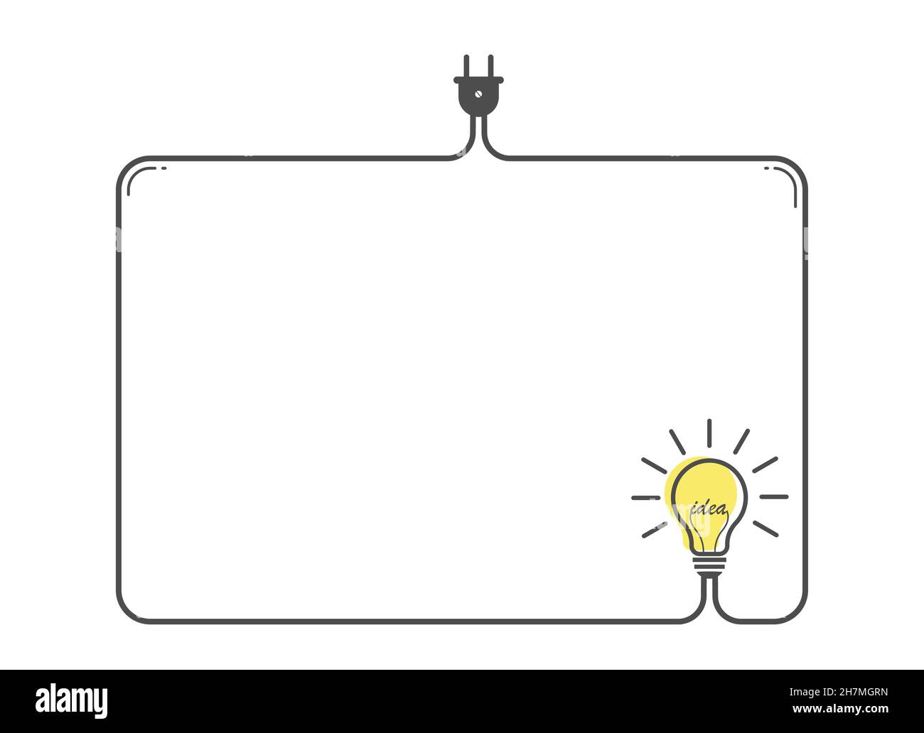 A frame with a light bulb and a place for text. Flat design Stock