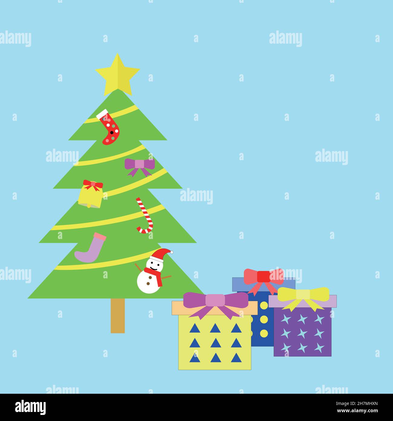 Christmas trees and gift packages Stock Vector