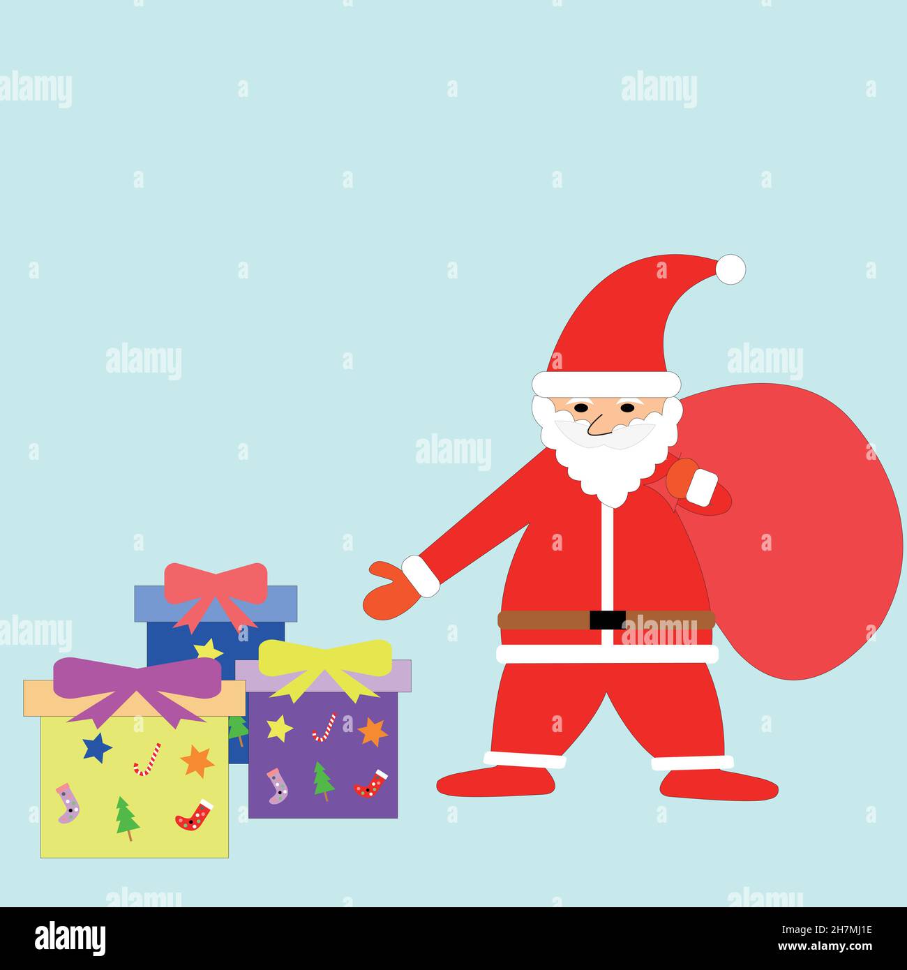Santa Claus gives out presents on Christmas Stock Vector
