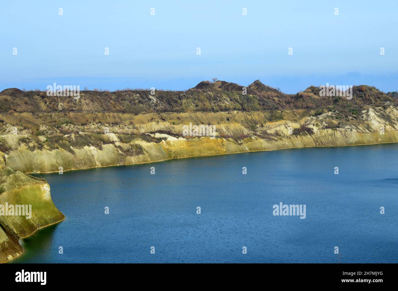 Artificial lake was is formed after the extraction of chalk in an