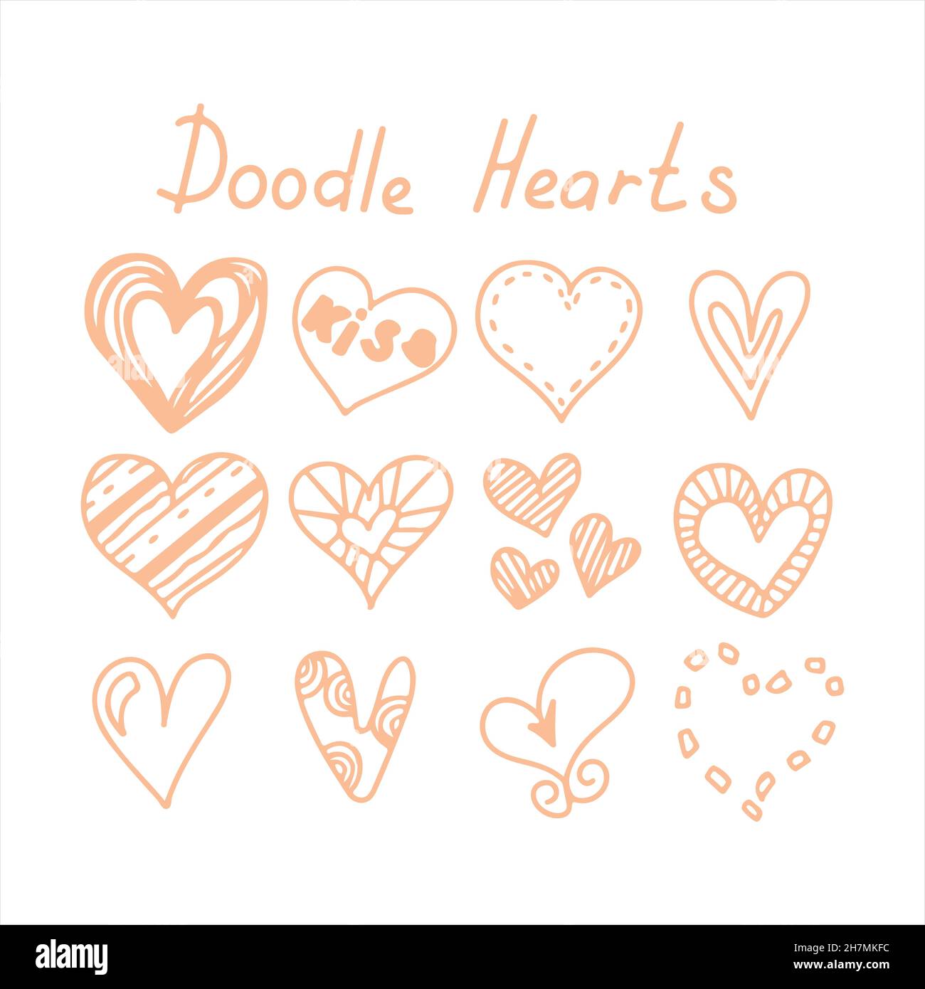 Vector doodle hearts Speech hand drawn bubbles set. Talk clouds ...