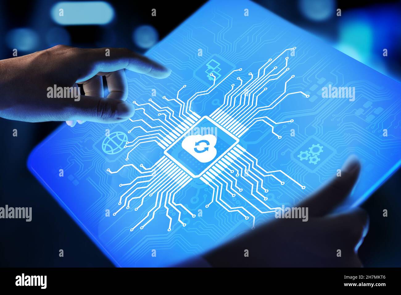 Cloud technology computing and data storage concept on virtual screen. Stock Photo