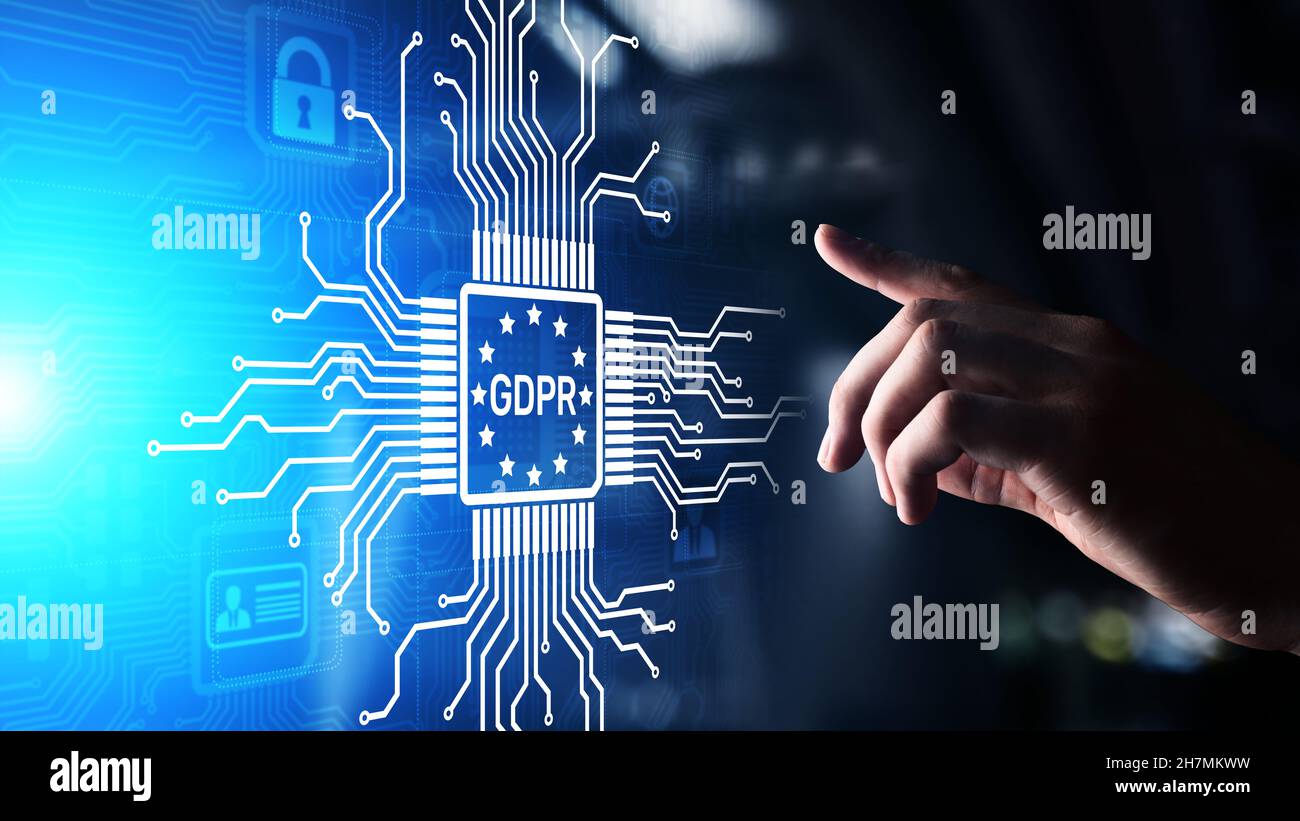 GDPR Data Protection Regulation European Law Cyber security compliance. Stock Photo