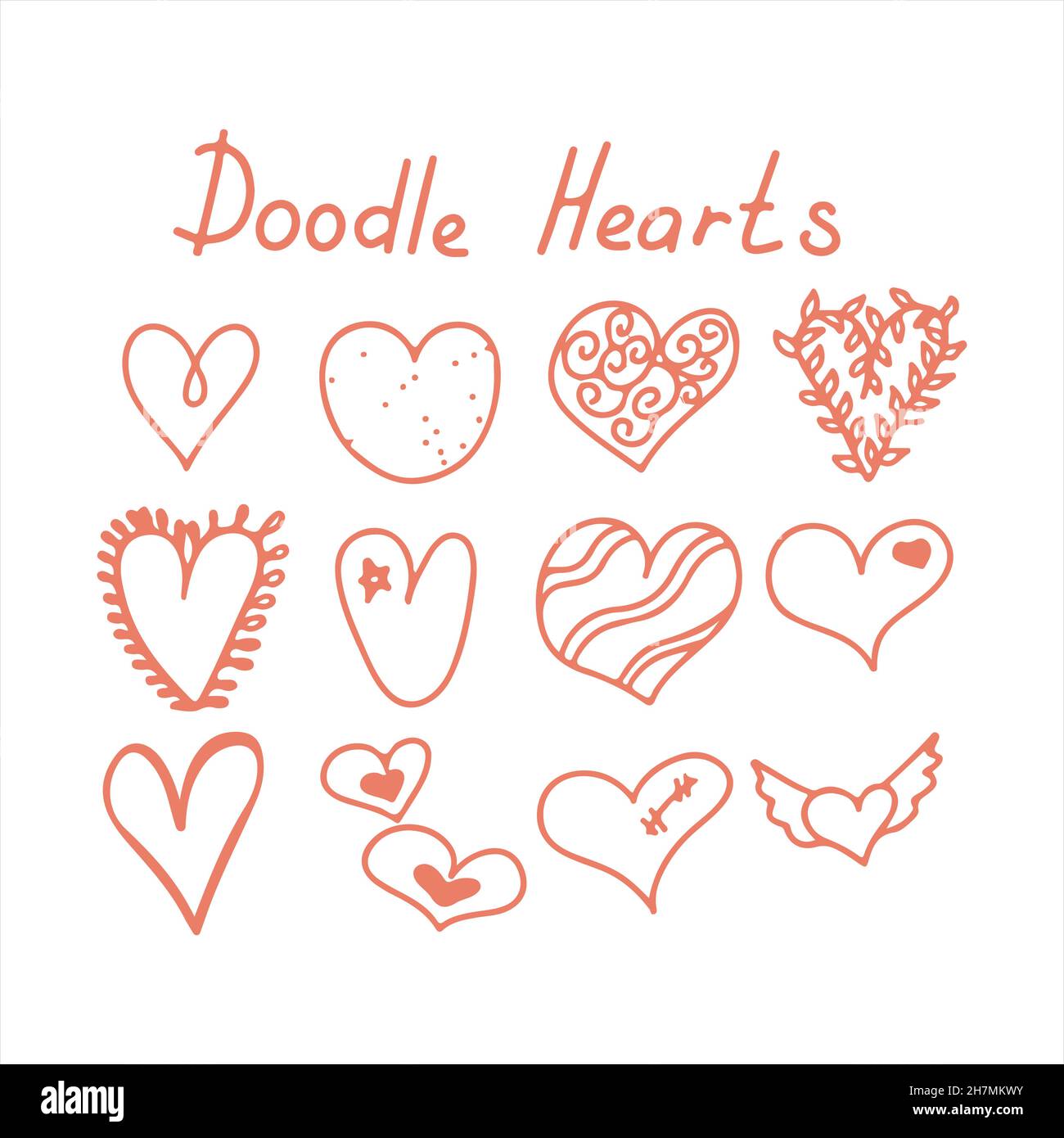 Vector doodle hearts Speech hand drawn bubbles set. Talk clouds ...