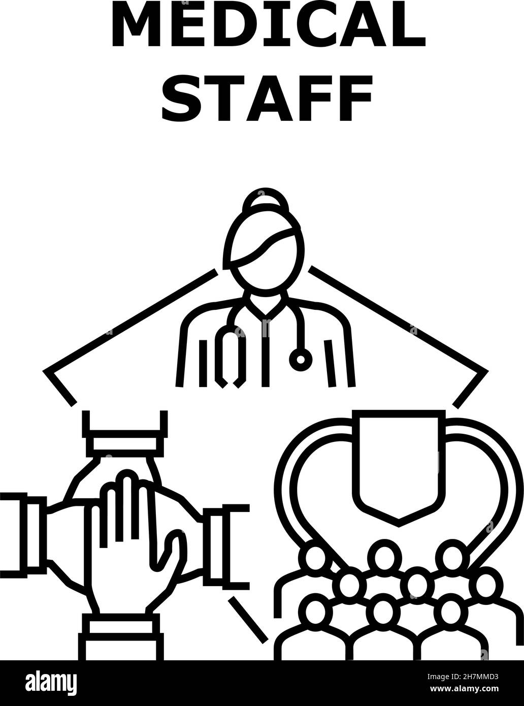 Medical Staff Vector Concept Black Illustration Stock Vector Image