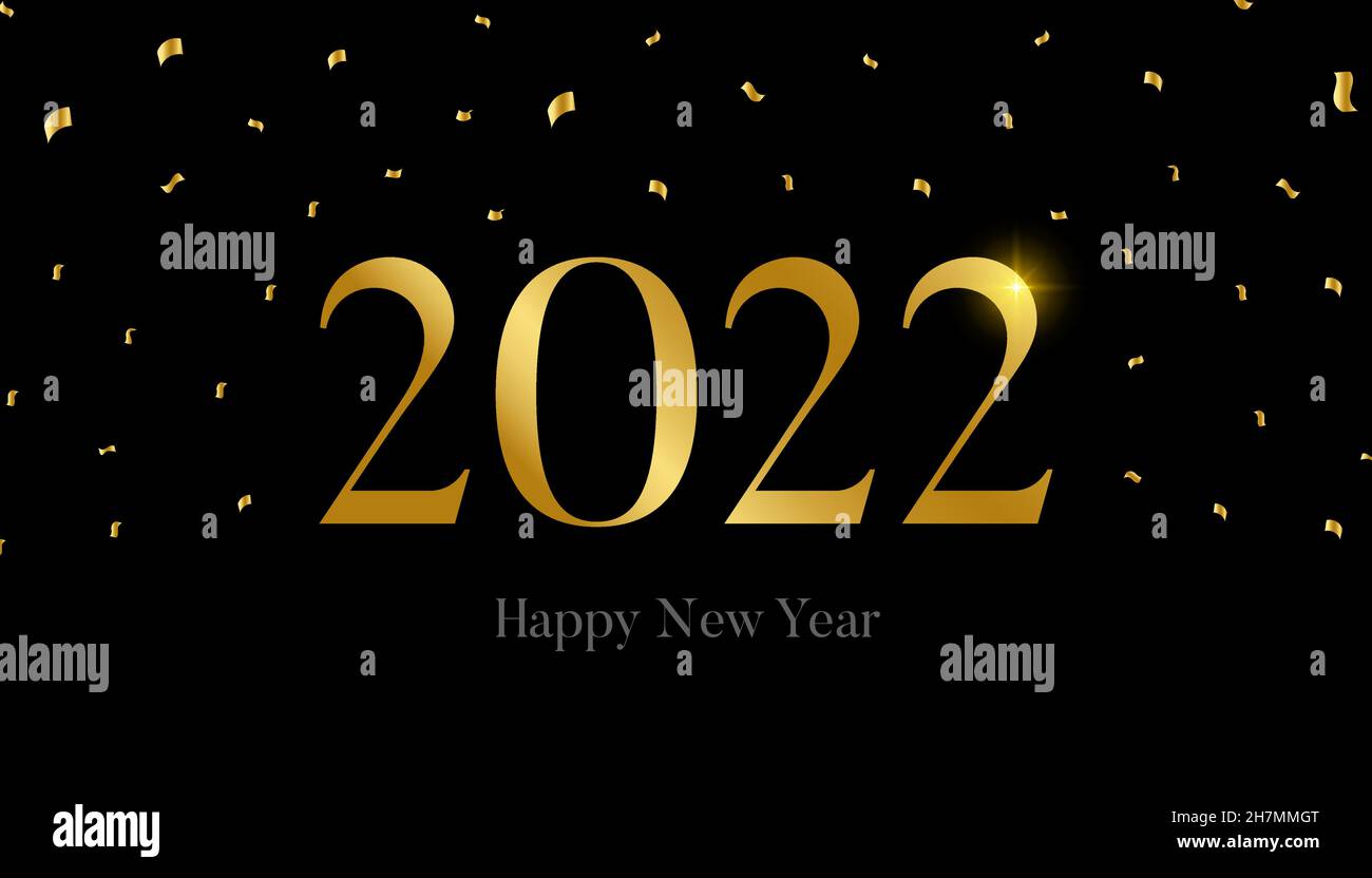Luxurious and elegant 2022 Happy New Year design with black and gold ...