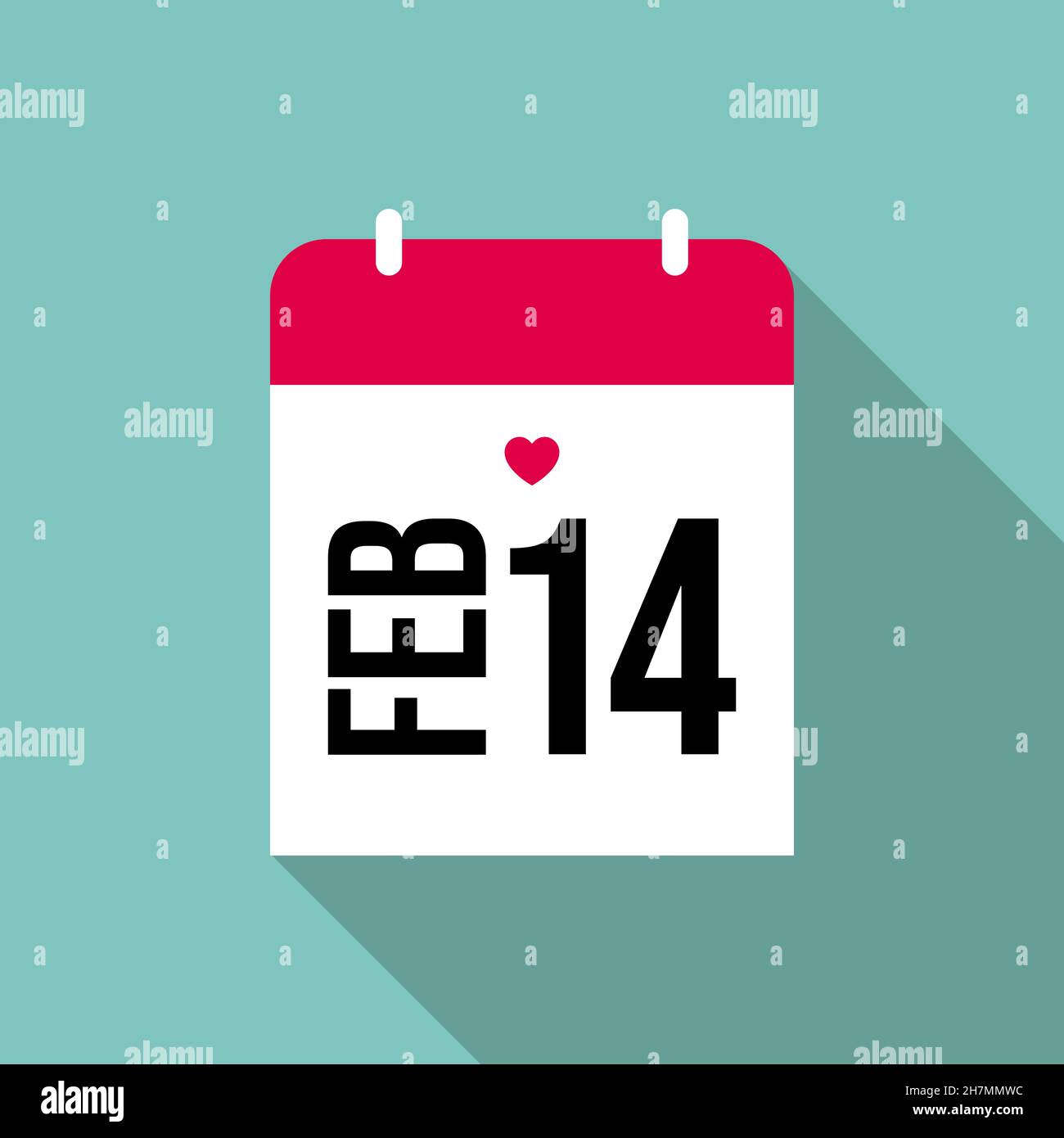 Valentines Day Calendar 14 February Vector Illustration Stock Vector