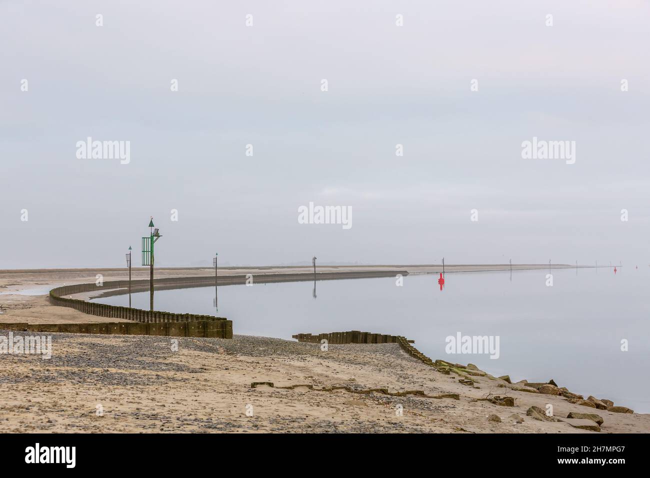 Last bend of the Somme before flowing into the sea. Saint-Valery, Baie de Somme, France Stock Photo