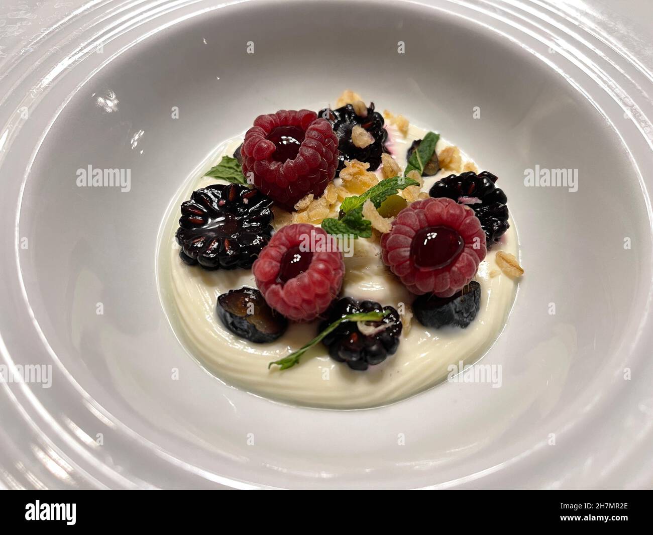 Dessert composed of forest fruits Stock Photo Alamy