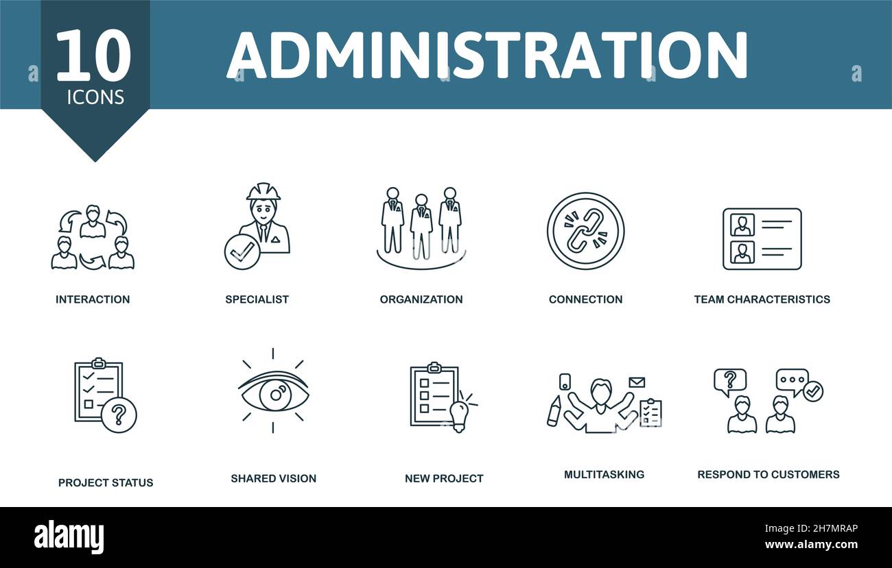 Administration icon set. Collection of simple elements such as the ...
