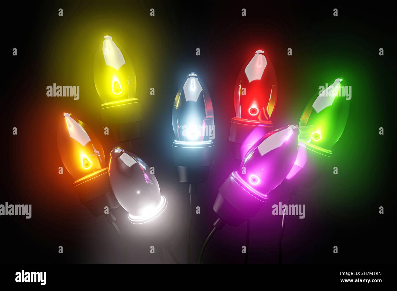 Christmas light decoration isolated on black background 3d illustration ...