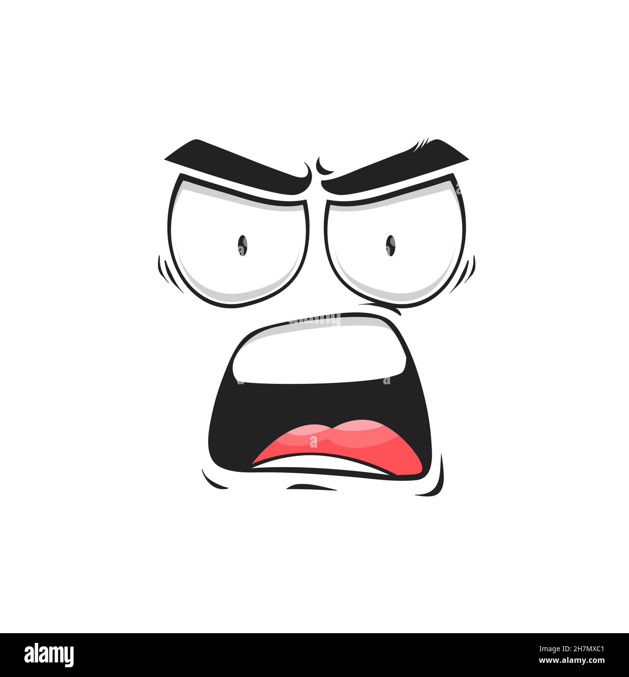 Cartoon angry shout face vector yelling or scream character emoji with mad  eyes and open yell mouth. Furious facial expression, aggressive feelings, i  Stock Vector Image & Art - Alamy