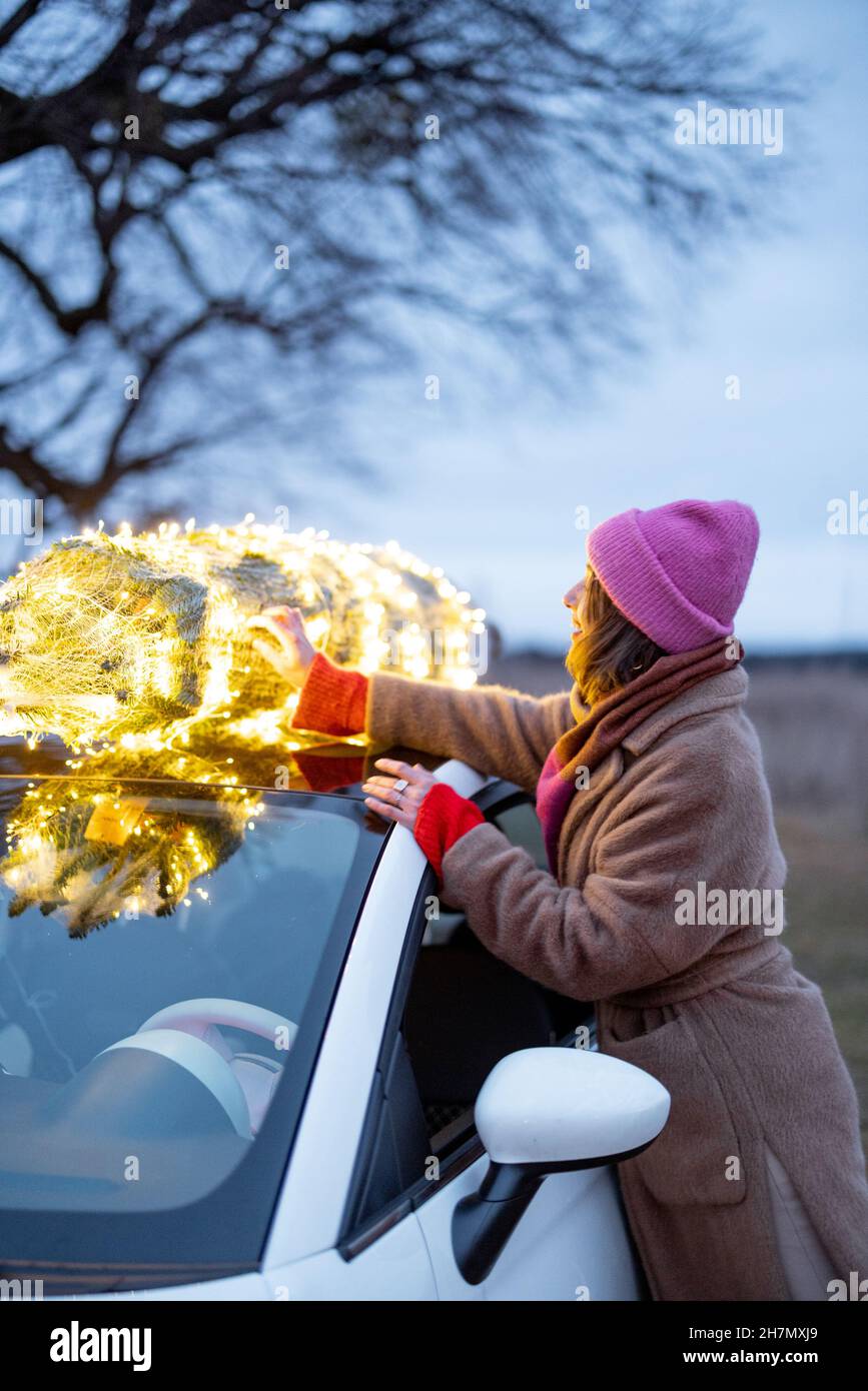 Christmas tree car roof hires stock photography and images Alamy