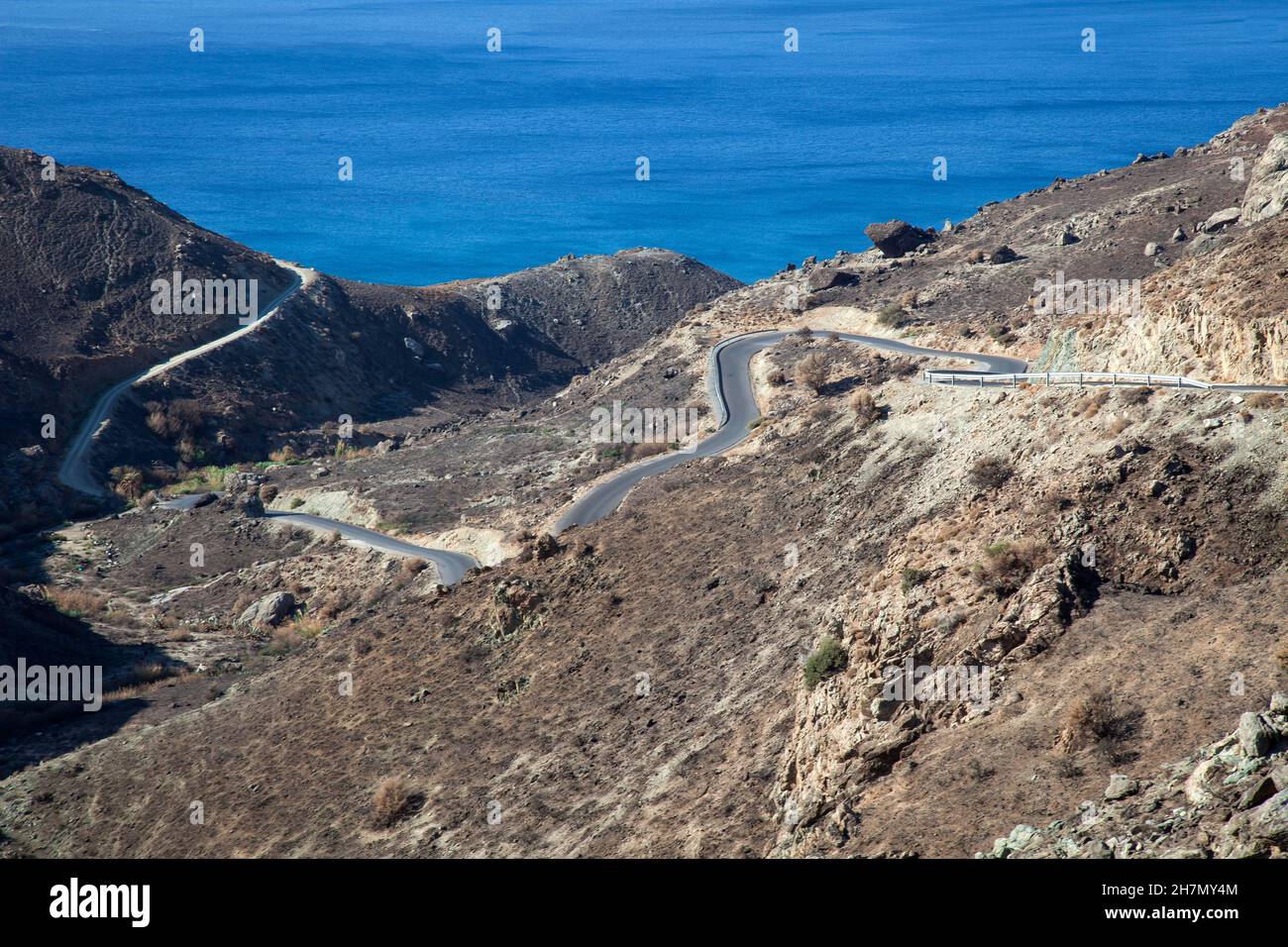 Rocky coastal landscape near Preveli, South Coast, Crete, Greece Stock Photo