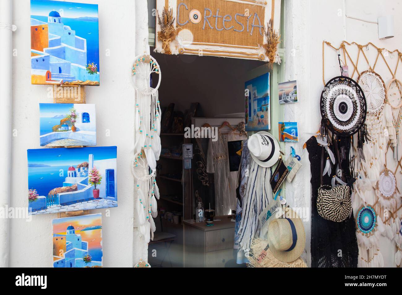 Souvenir shop in Oia, Cyclades, Santorini, Greece Stock Photo