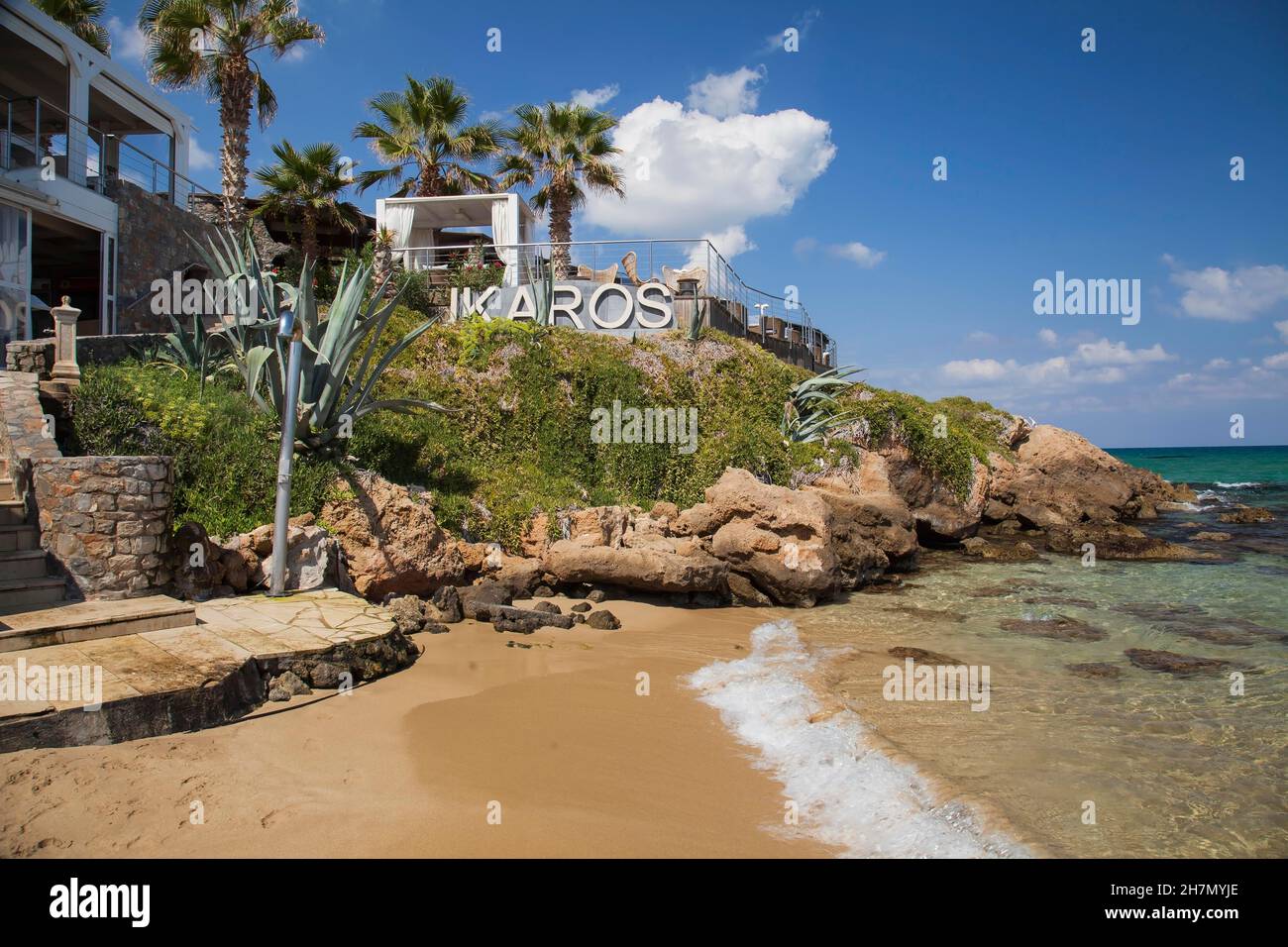 Ikaros-Hotel,Malia Beach, Crete, Greece, Europe Stock Photo - Alamy