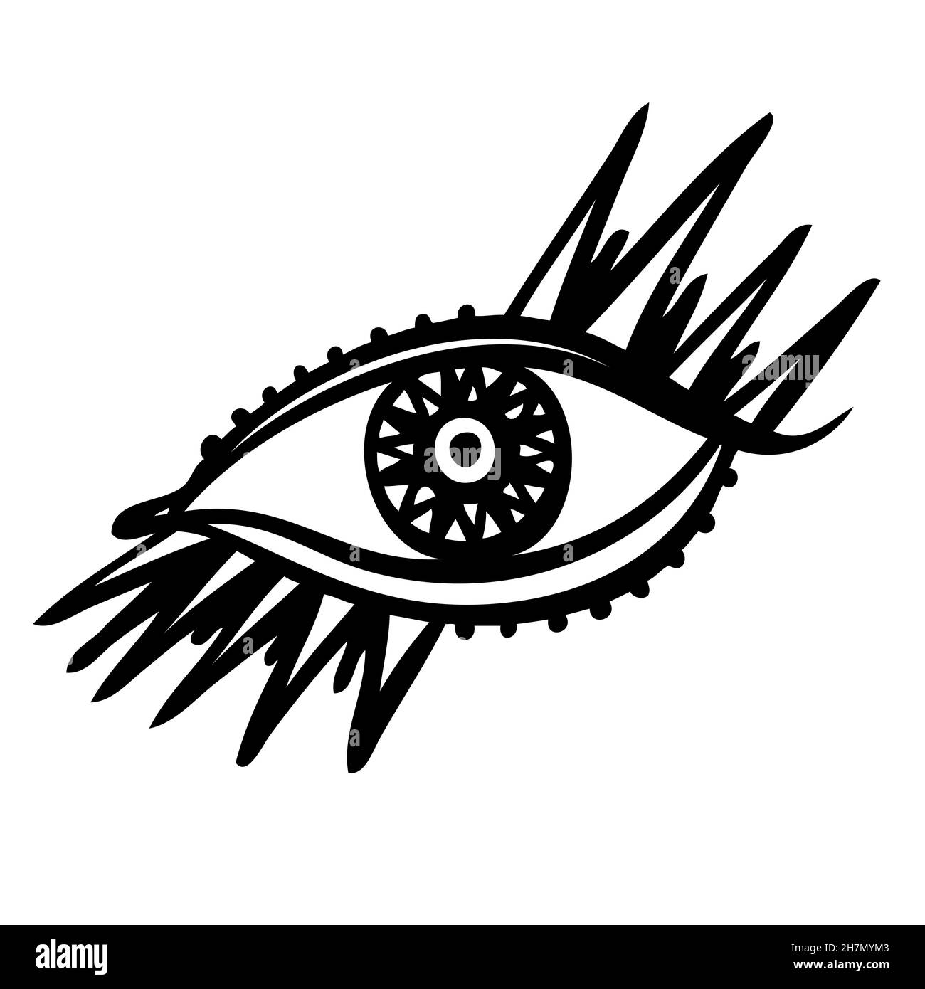 Evil Seeing eye symbol. Occult mystic emblem, graphic design Stock
