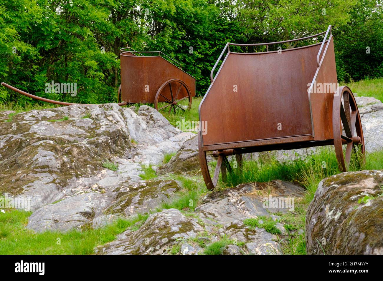 Roman chariots, Roman road, Ark Trail, between Elvas and Bressanone, South Tyrol, Italy Stock Photo