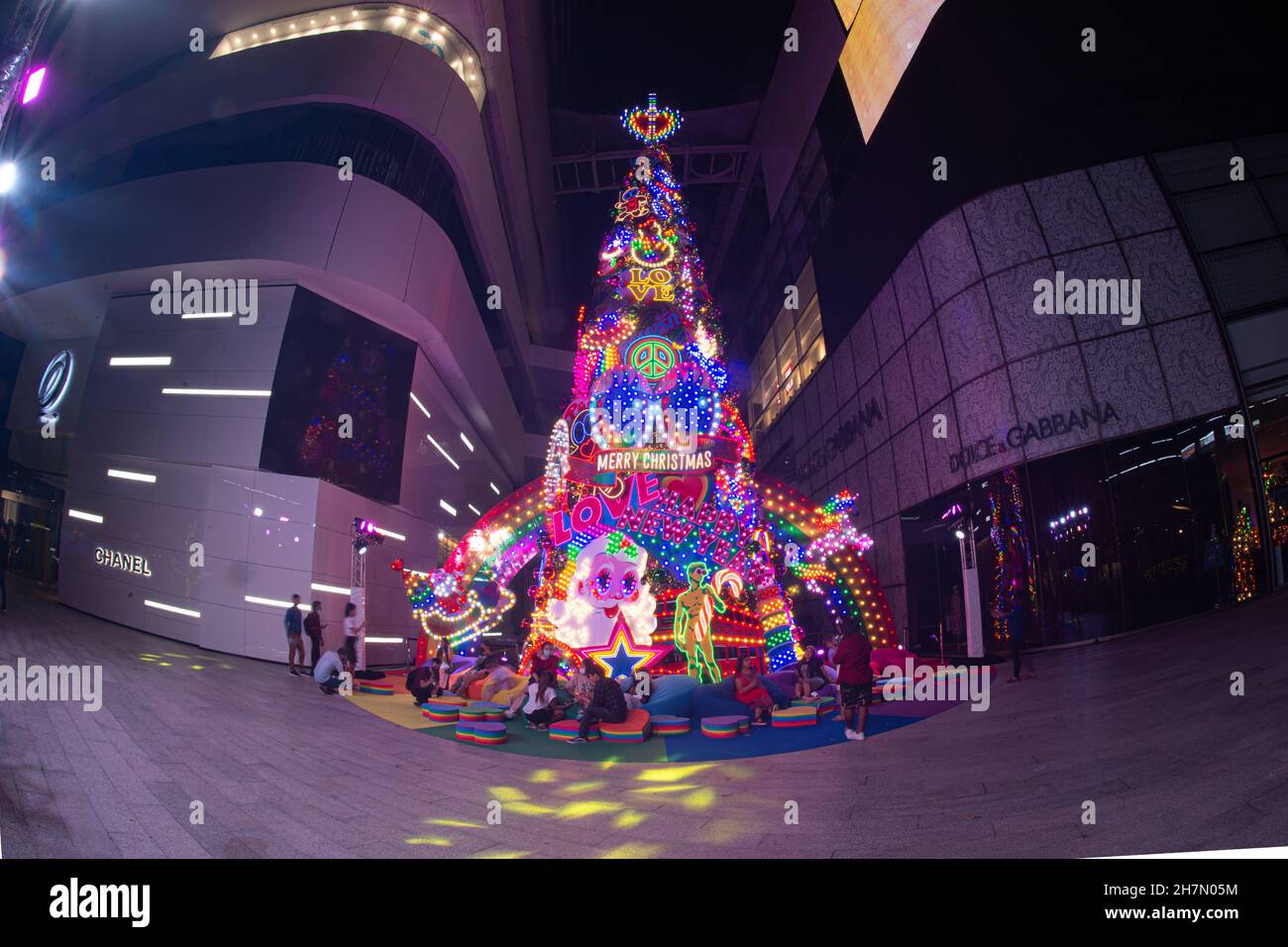 Light And Doll Decorate Beautiful On Christmas Tree Celebration 2022 At Emquatier Department Store For Christmas Day And Happy New Year Event Stock Photo - Alamy