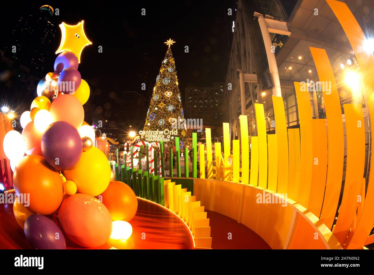 Celebration Christmas Events 2022 Light And Ball Star Decorate Beautiful On Christmas Tree Celebration 2022 At Central World Department Store For Christmas Day And Happy New Year Event Stock Photo - Alamy