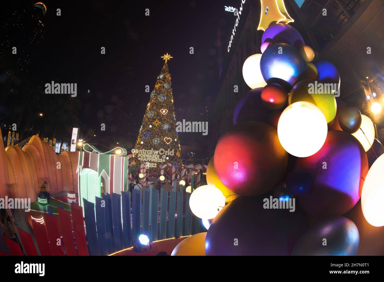 Christmas Day Events 2022 Light And Ball Star Decorate Beautiful On Christmas Tree Celebration 2022  At Central World Department Store For Christmas Day And Happy New Year Event  Stock Photo - Alamy