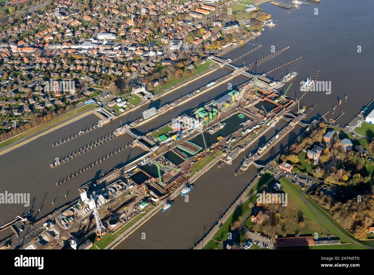 North Baltic Canal, lock, Brunsbuettel, NOK, Kiel Canal, Schleswig Holstein, Germany, construction, federal waterway, construction site, new, new Stock Photo