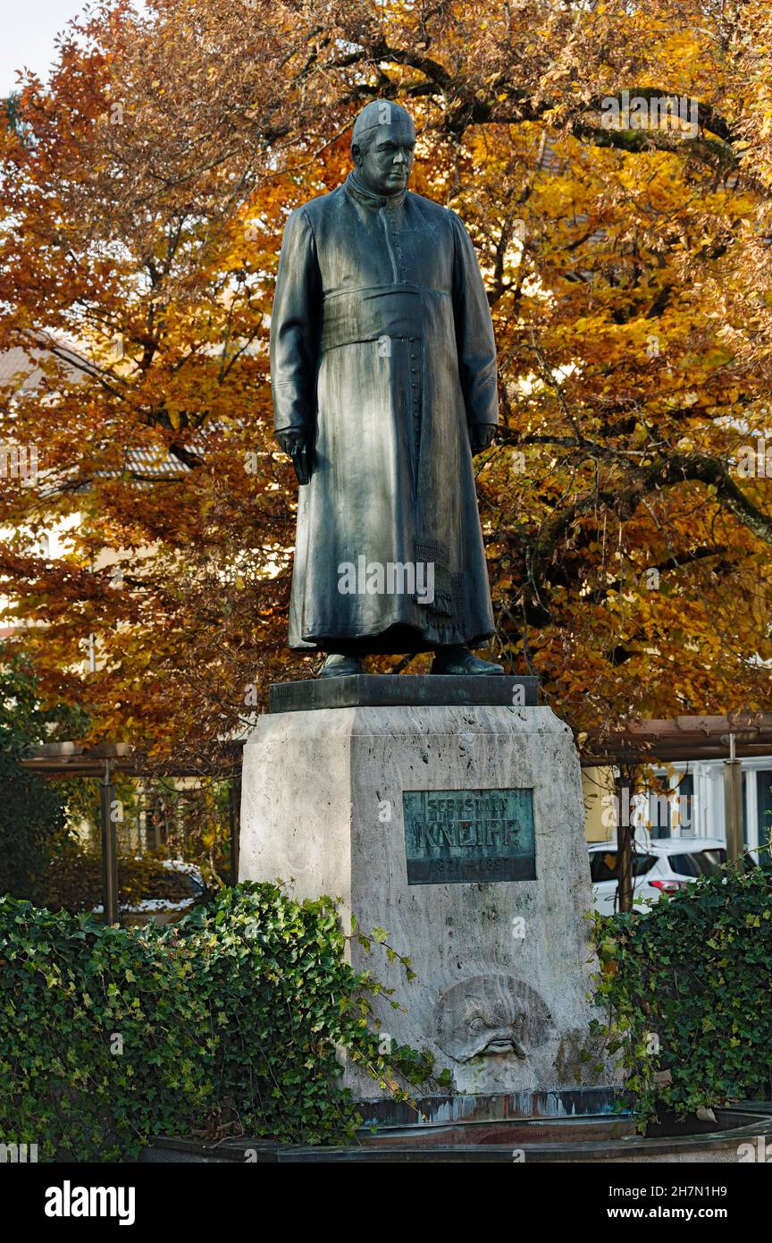 Pastor Sebastian Kneipp Monument in Bad Woerishofen, Allgaeu, Bavaria, Germany Stock Photo