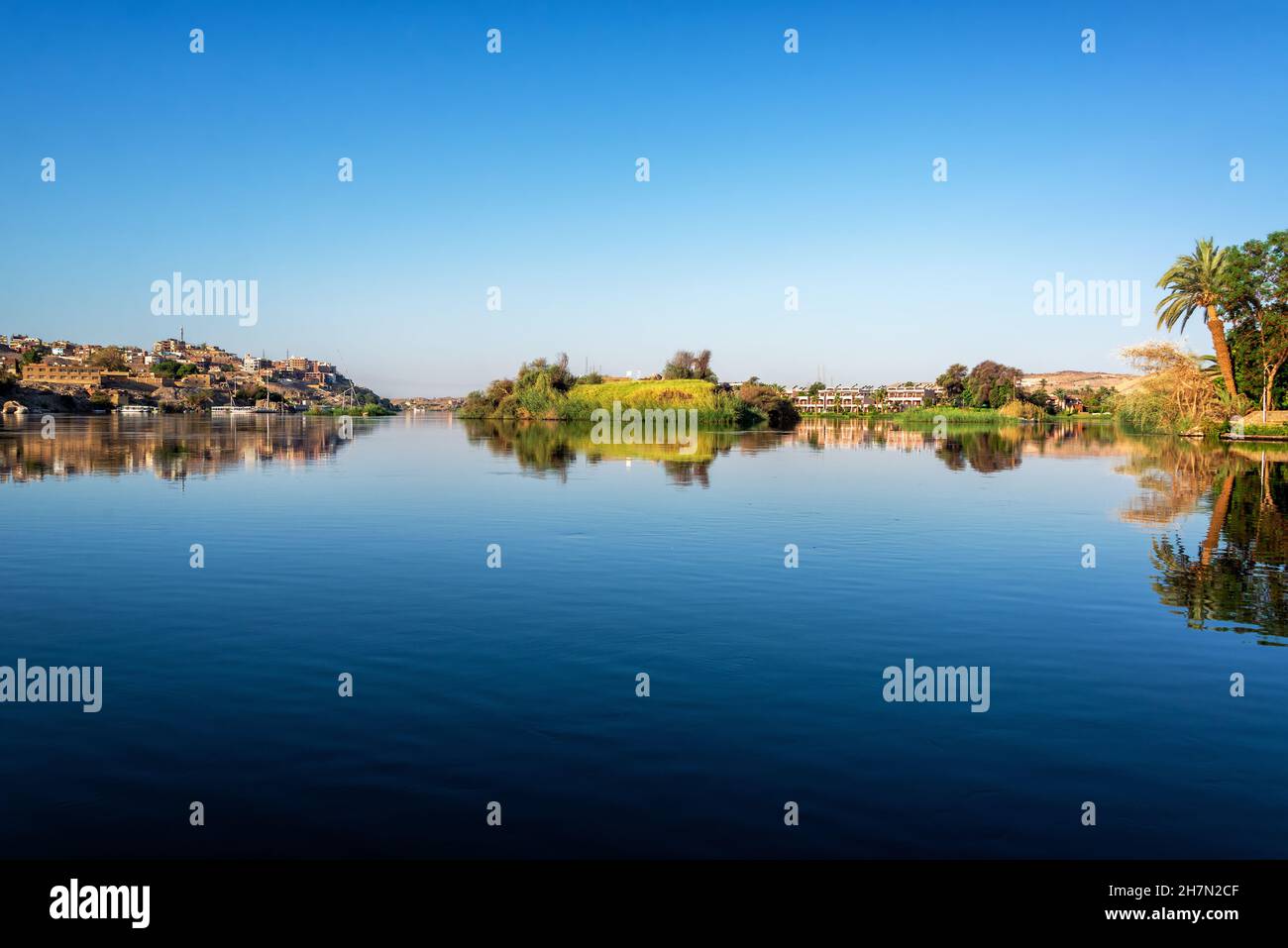 View of the Nile River in Aswan, Egypt Stock Photo